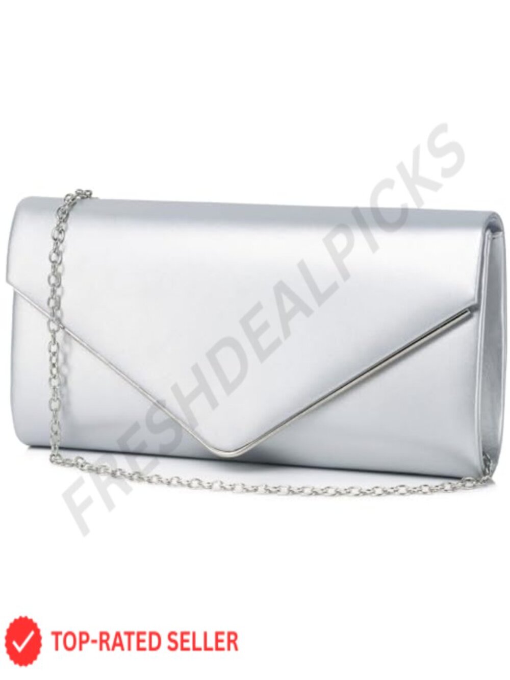 Matte Faux Leather Evening Clutch Purse with Detachable Chain, Wedding Party